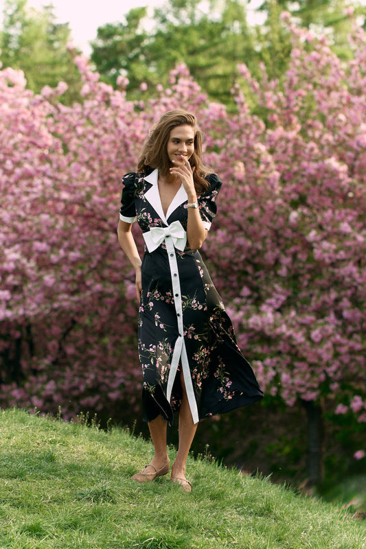 Midi bow dress Black