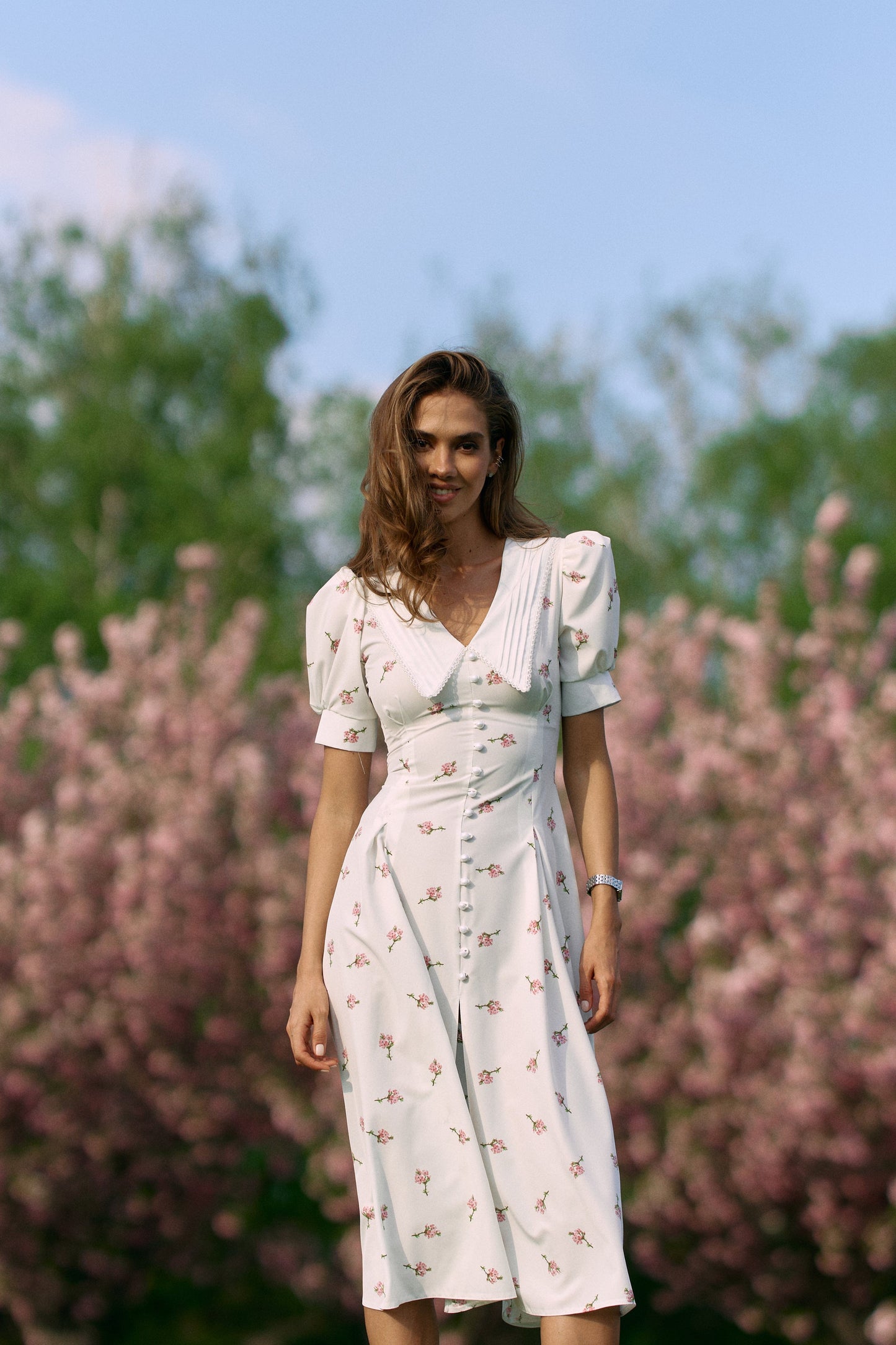 Midi dress White - Beige