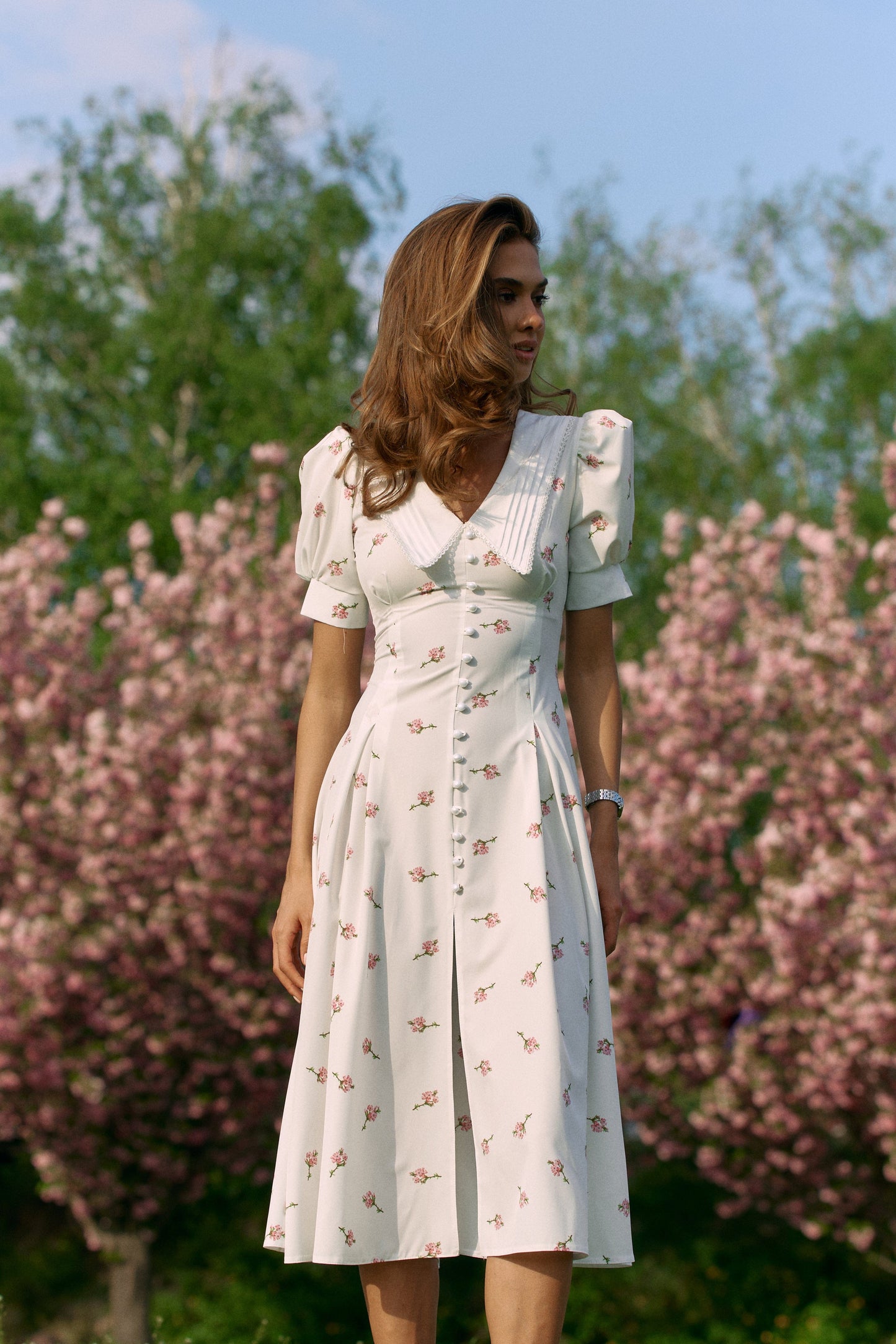 Midi dress White - Beige