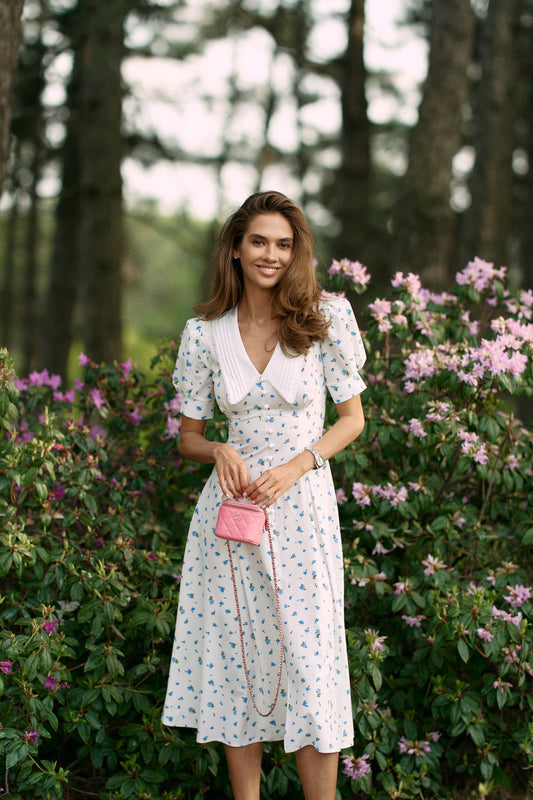 Midi dress White - Blue