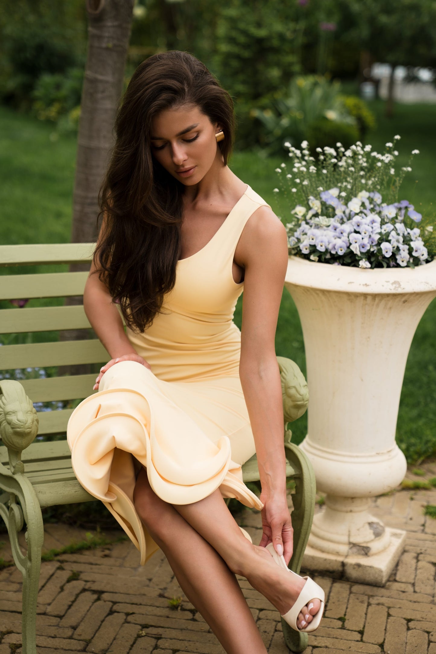 Midi ruffle dress Yellow