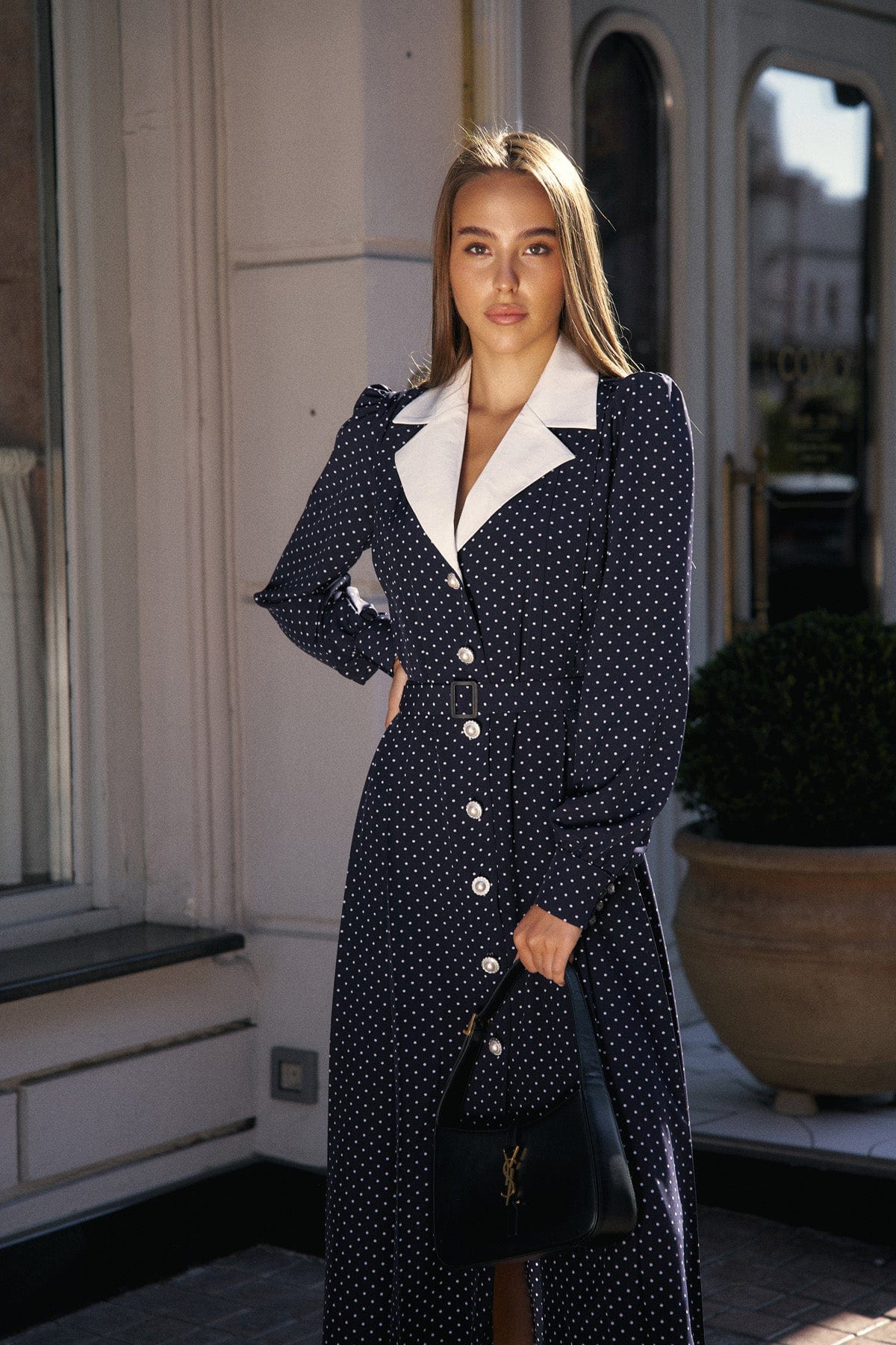 MOHD Midi Dress Polka Dot Blue