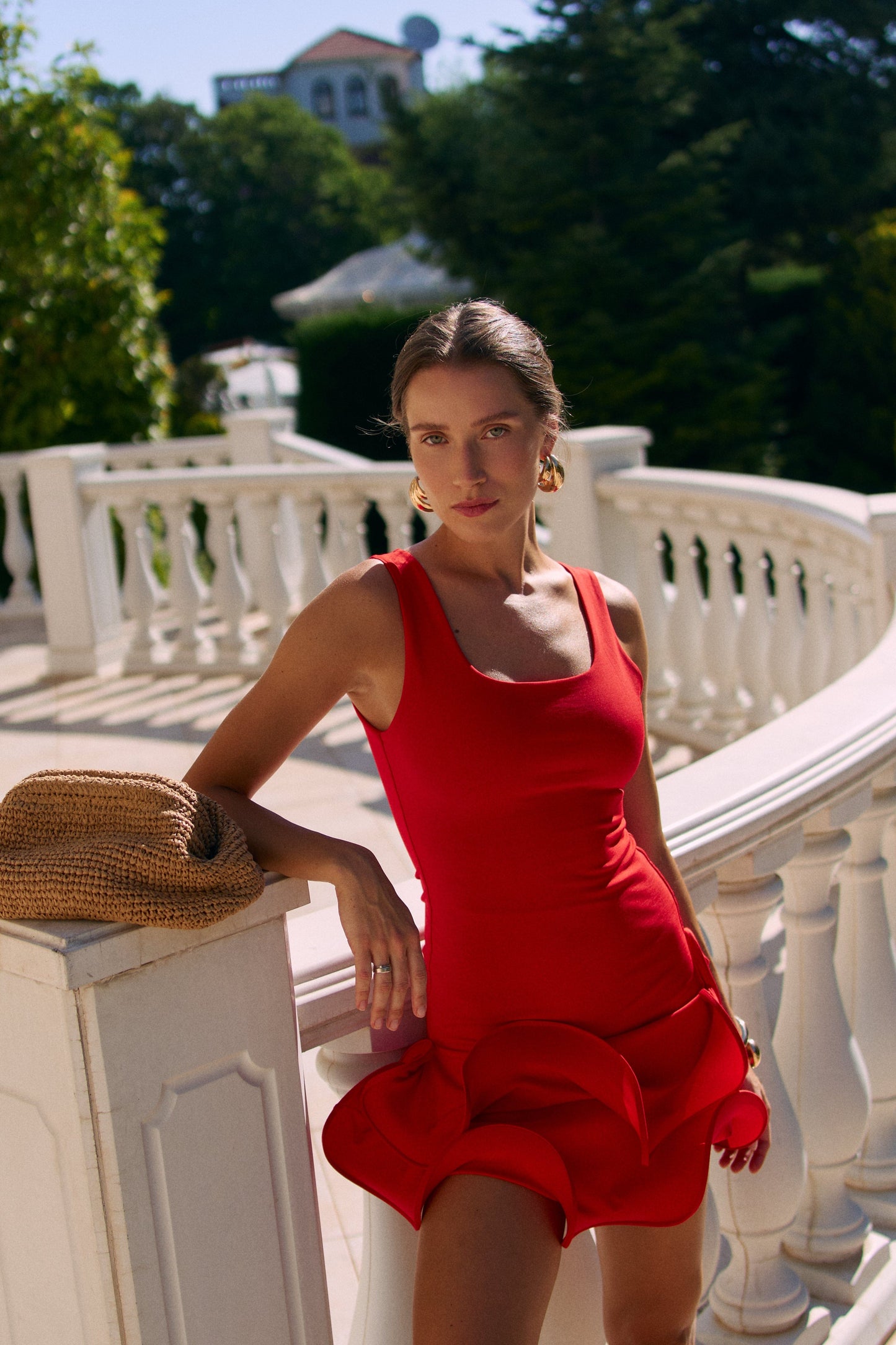 Ruffled dress red