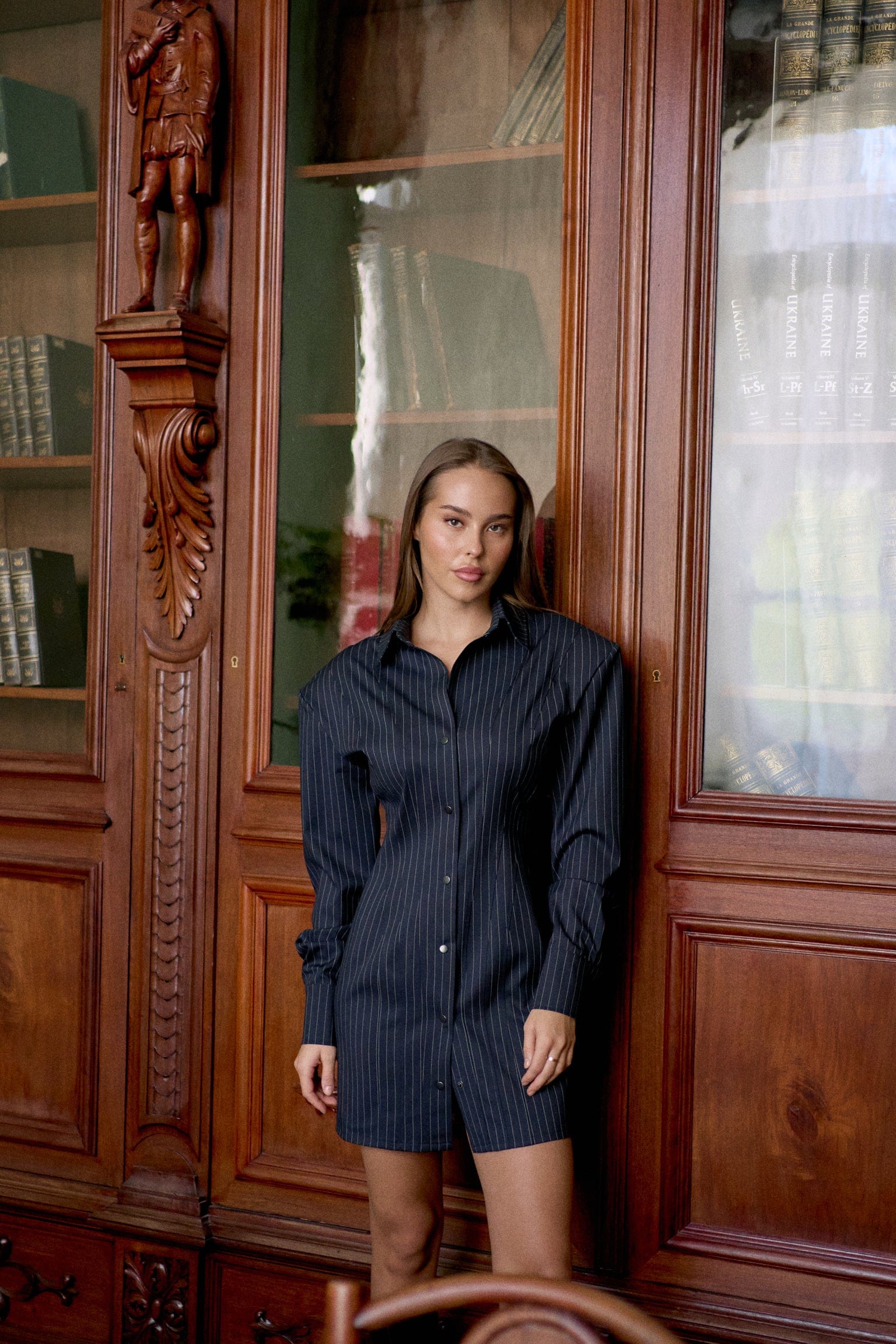 Striped dress dark blue