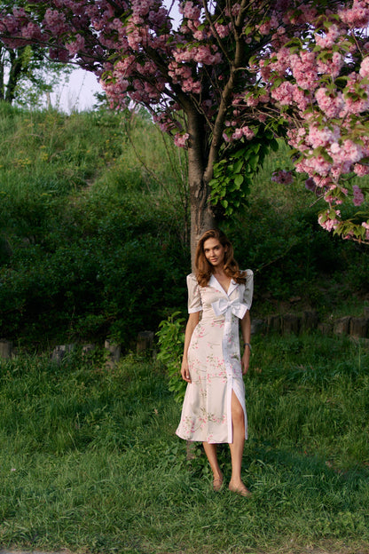 Midi bow dress Beige