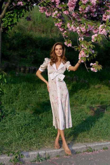 Midi bow dress Beige