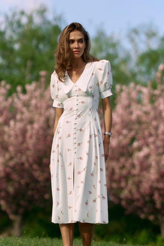 Midi dress White - Beige