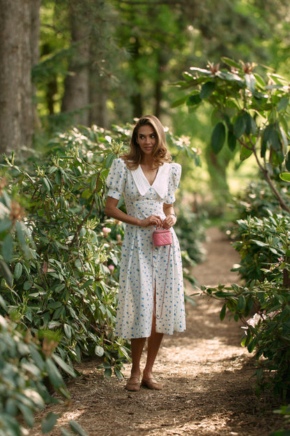 Midi dress White - Blue