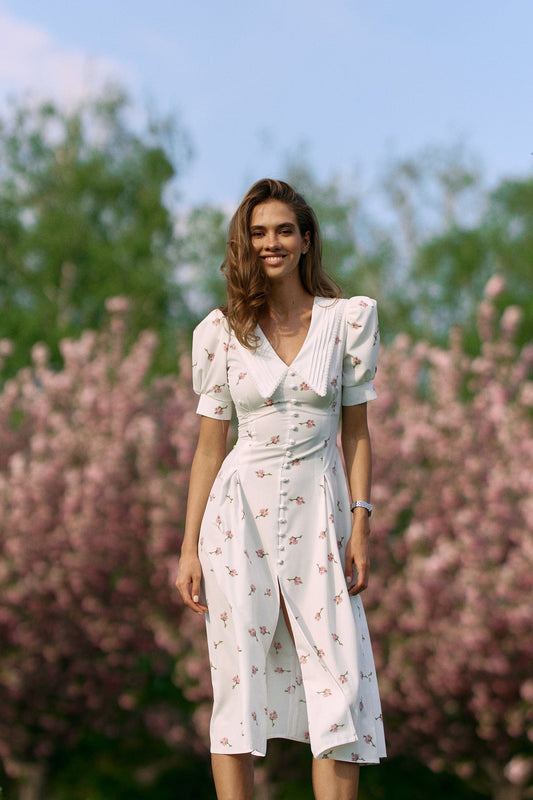 Midi dress White - Pink