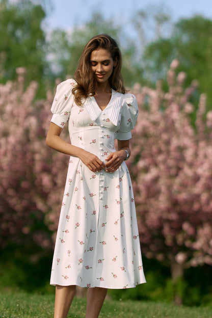 Midi dress White - Pink