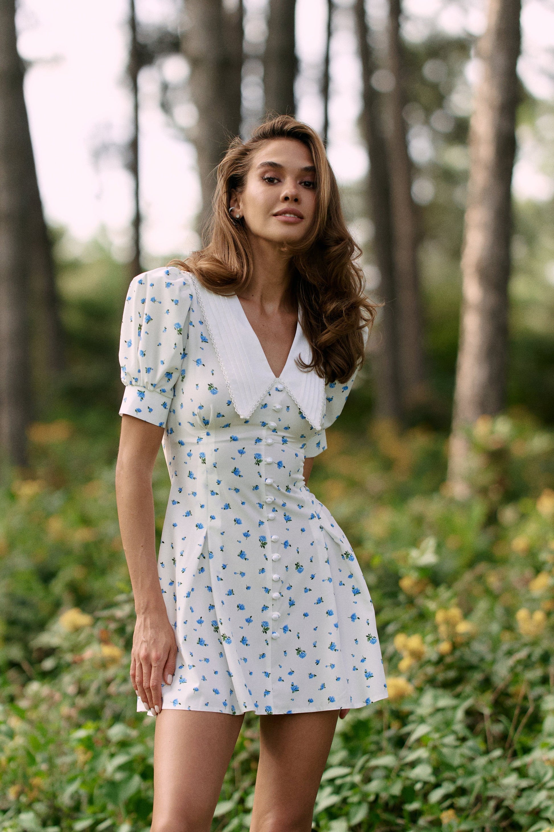 Mini dress Blue - White
