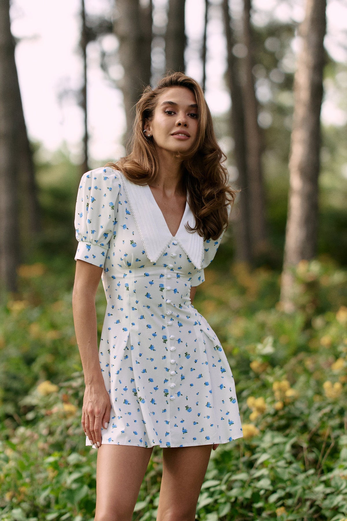 Mini dress Blue - White