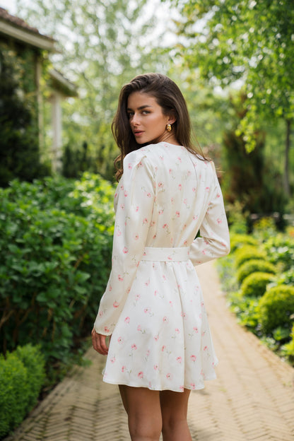 Mini ruffle dress Ivory