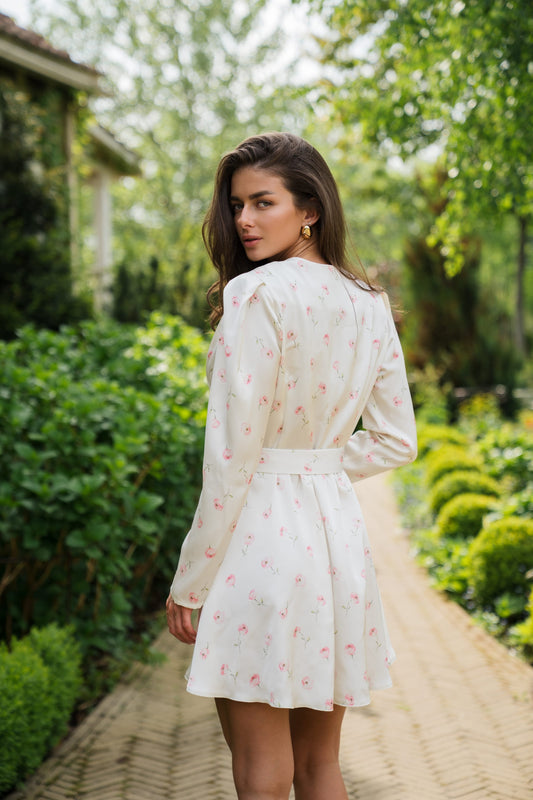 Mini ruffle dress Ivory