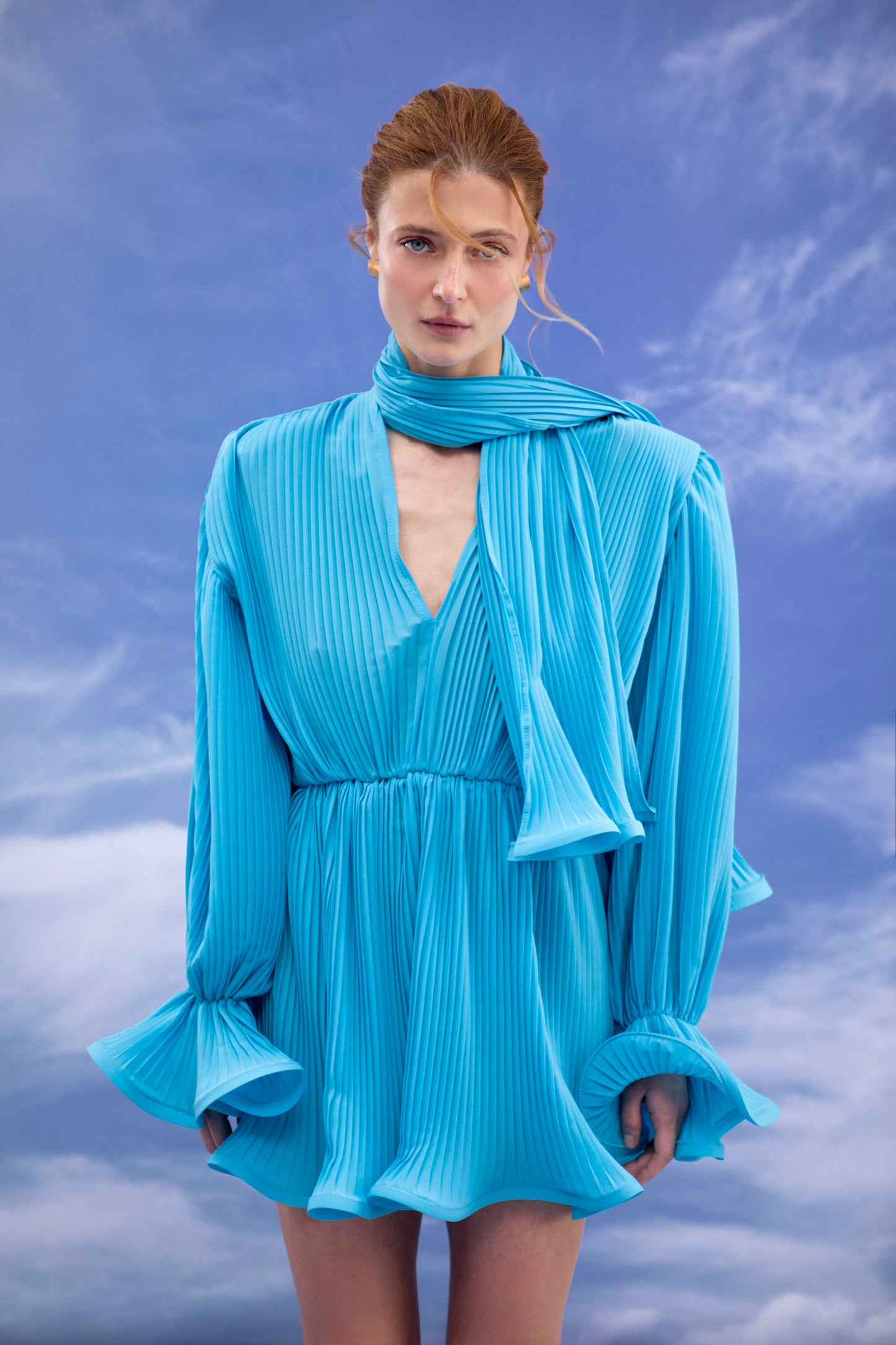 Pleated Dress Blue