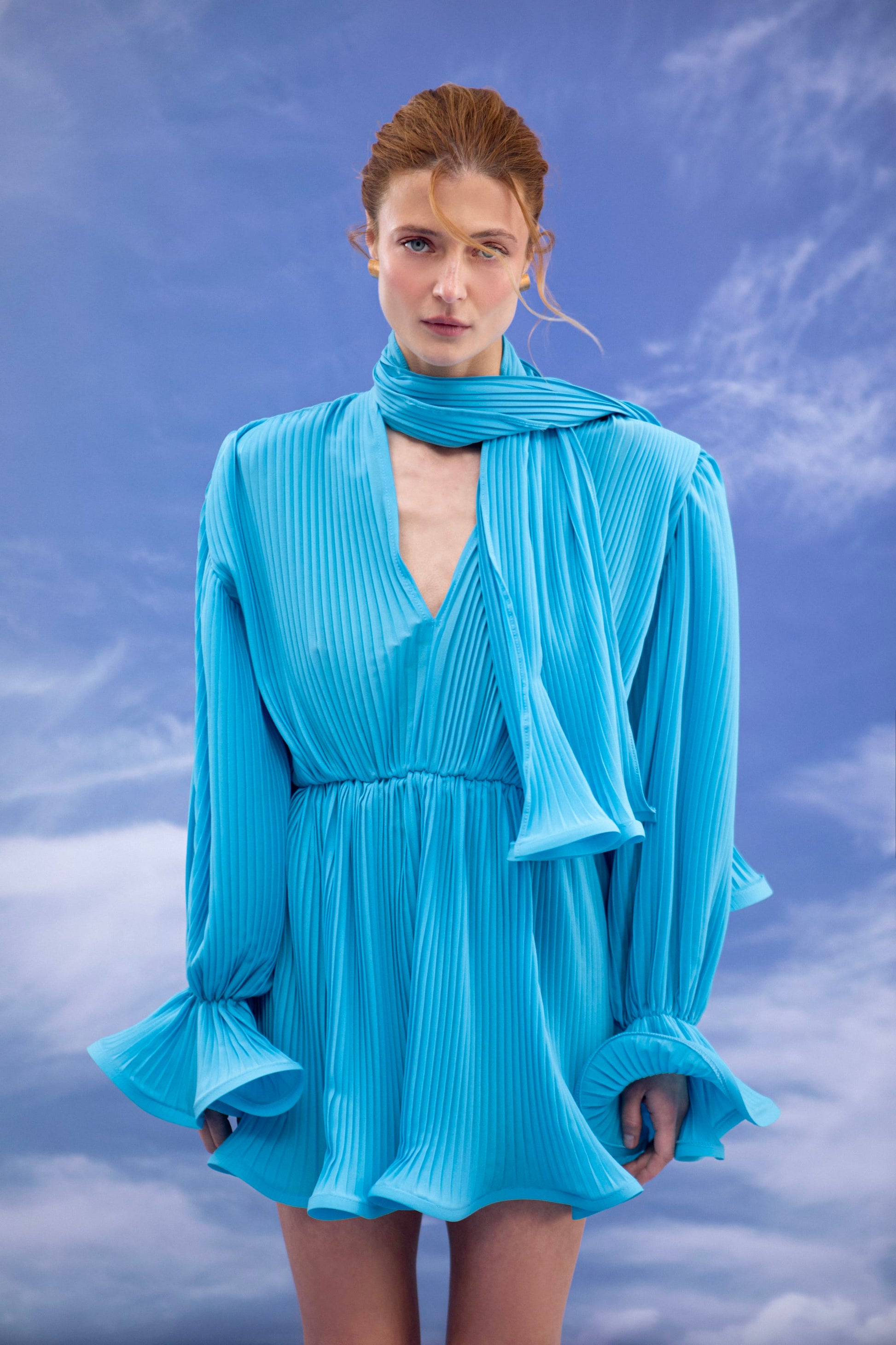Pleated Dress Blue