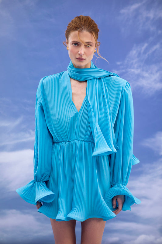Pleated Dress Blue