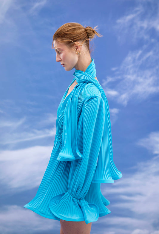 Pleated Dress Blue