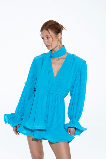 Pleated Dress Blue