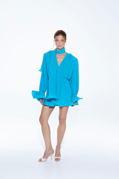Pleated Dress Blue