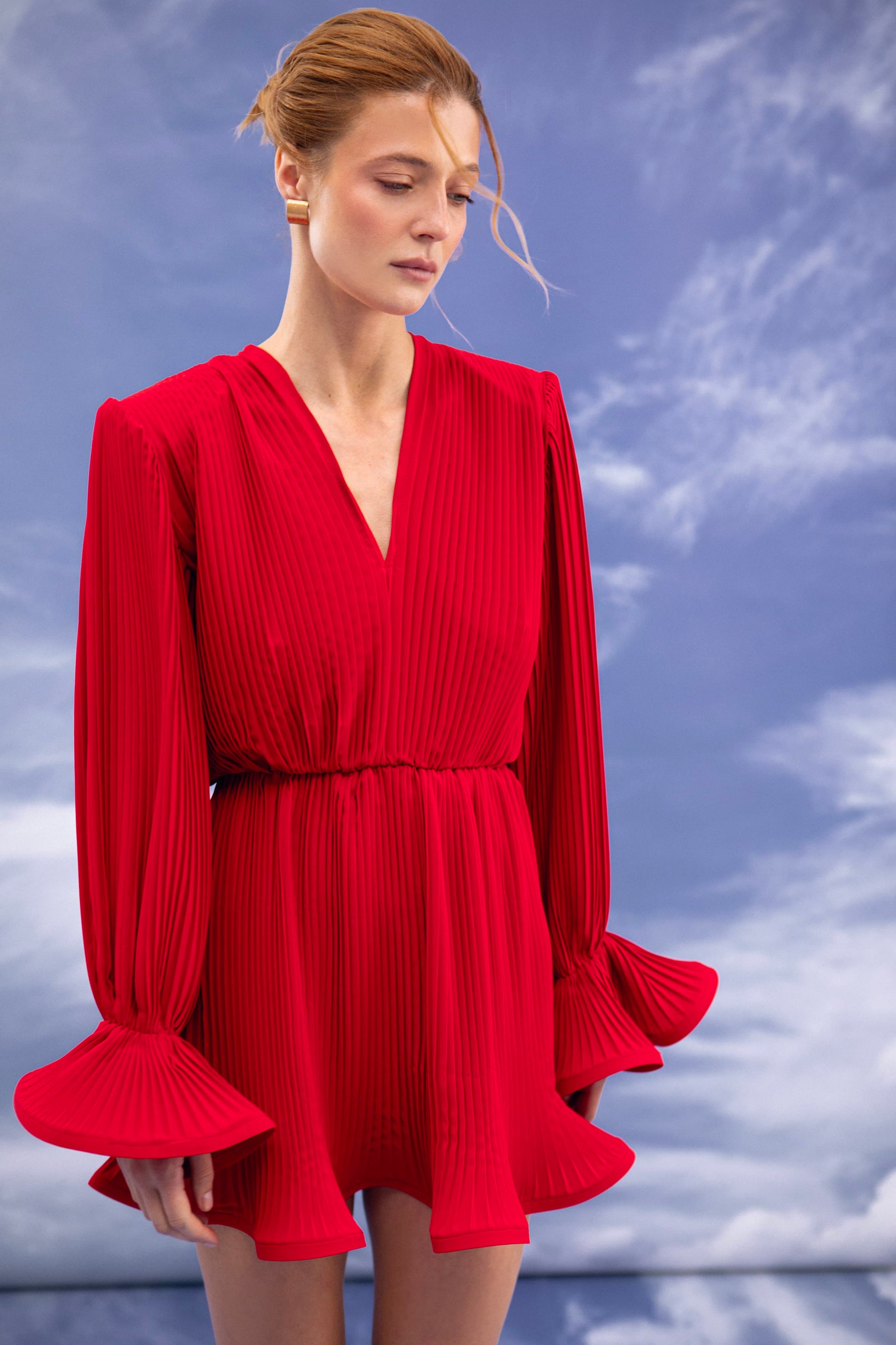 Pleated Dress Red