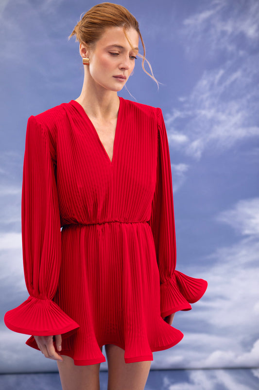 Pleated Dress Red