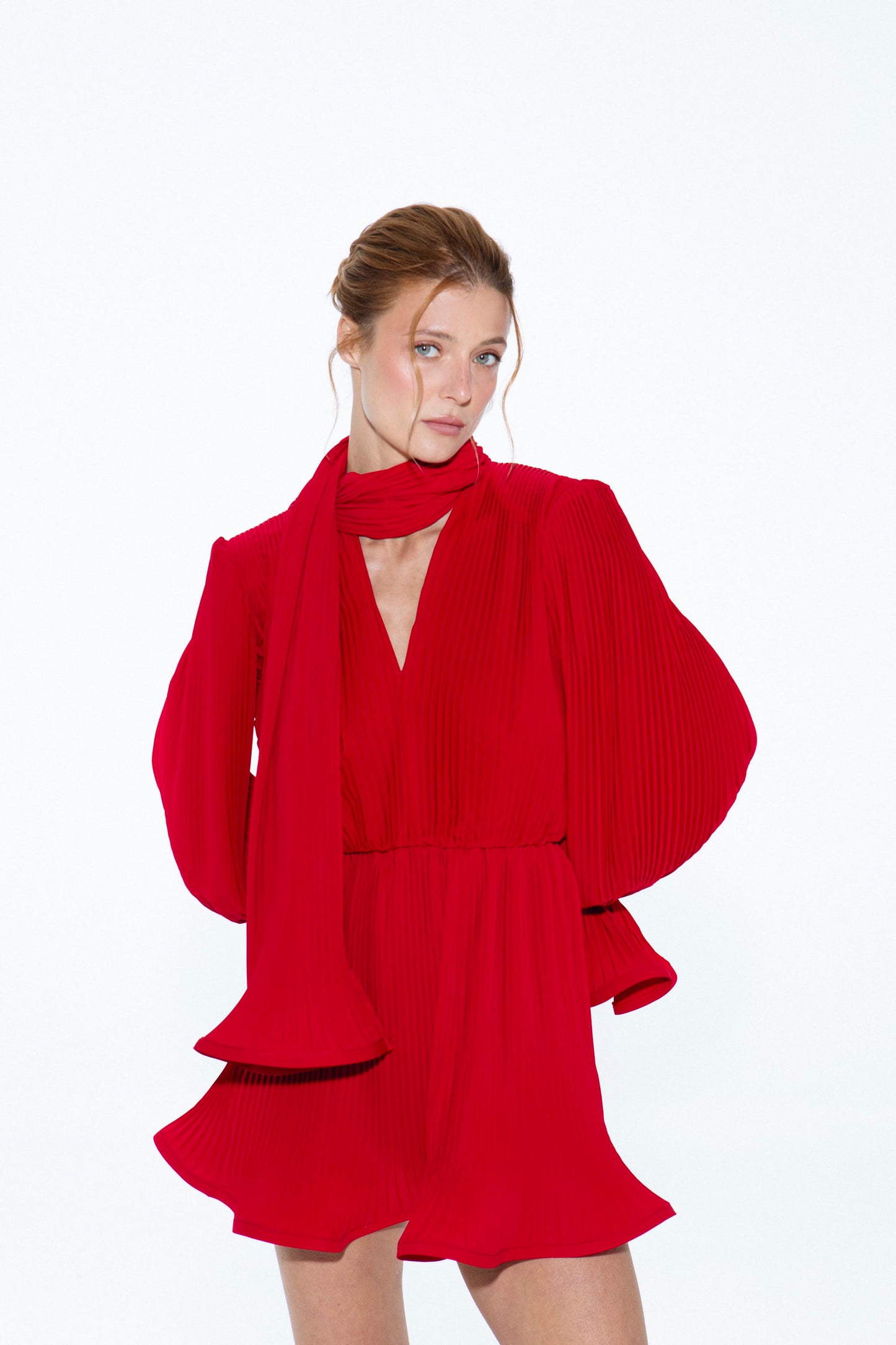 Pleated Dress Red