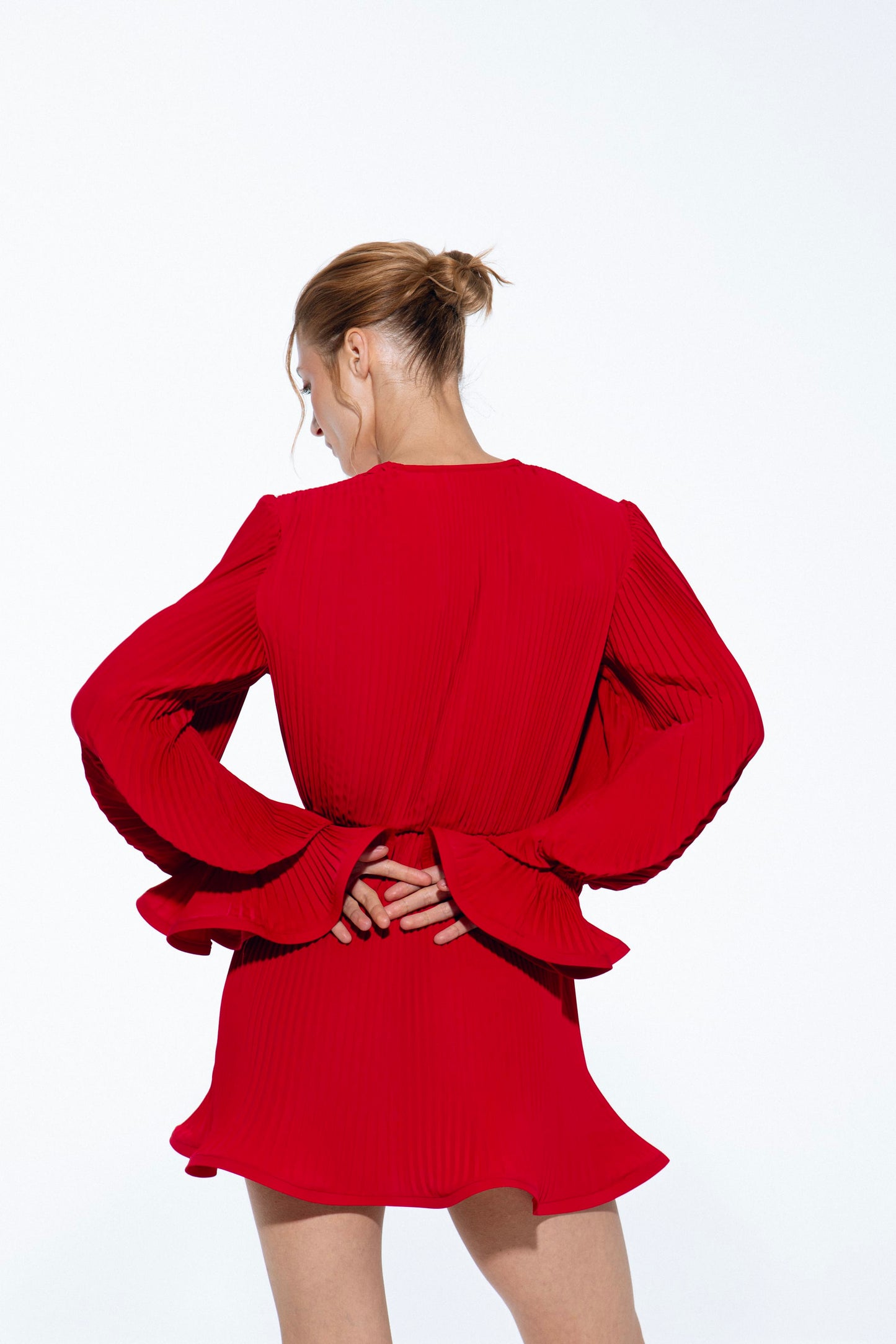 Pleated Dress Red