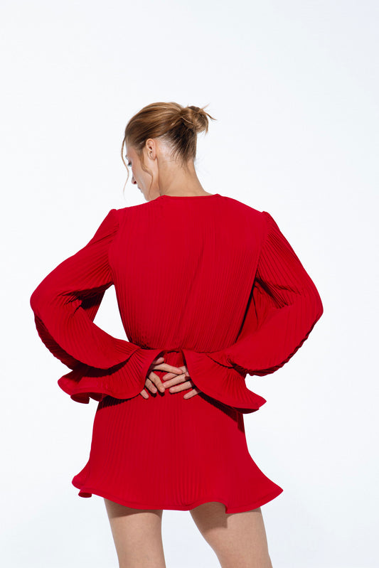 Pleated Dress Red