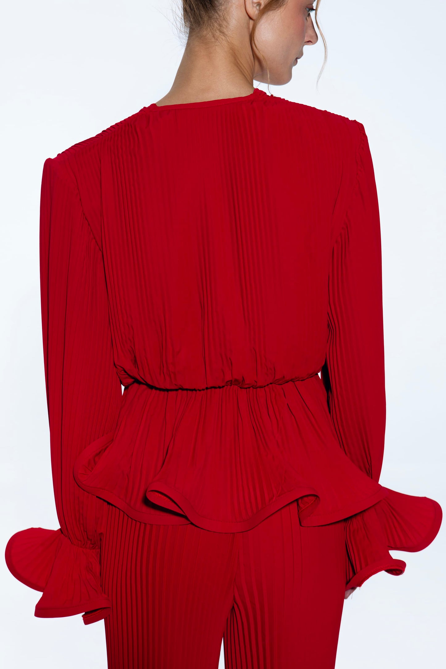 Pleated suit Red