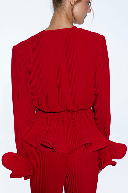 Pleated suit Red