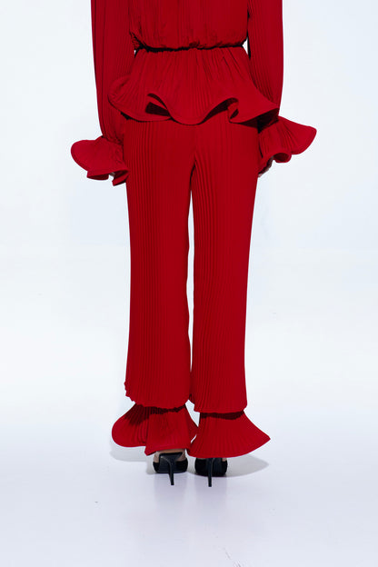Pleated suit Red