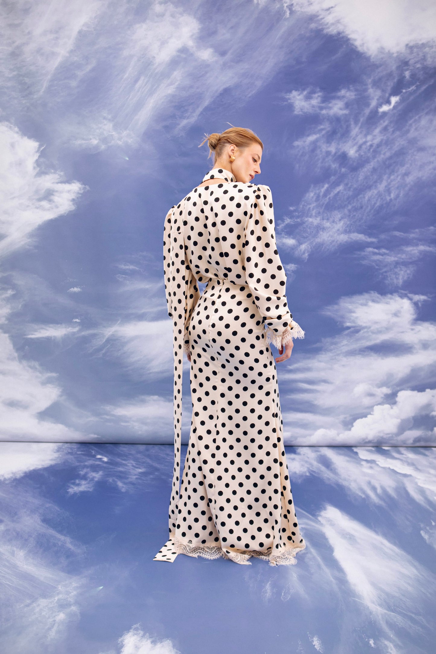 Polka Dot Dress Beige
