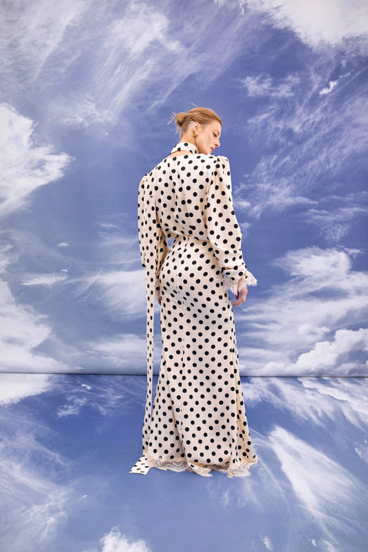 Polka Dot Dress Beige