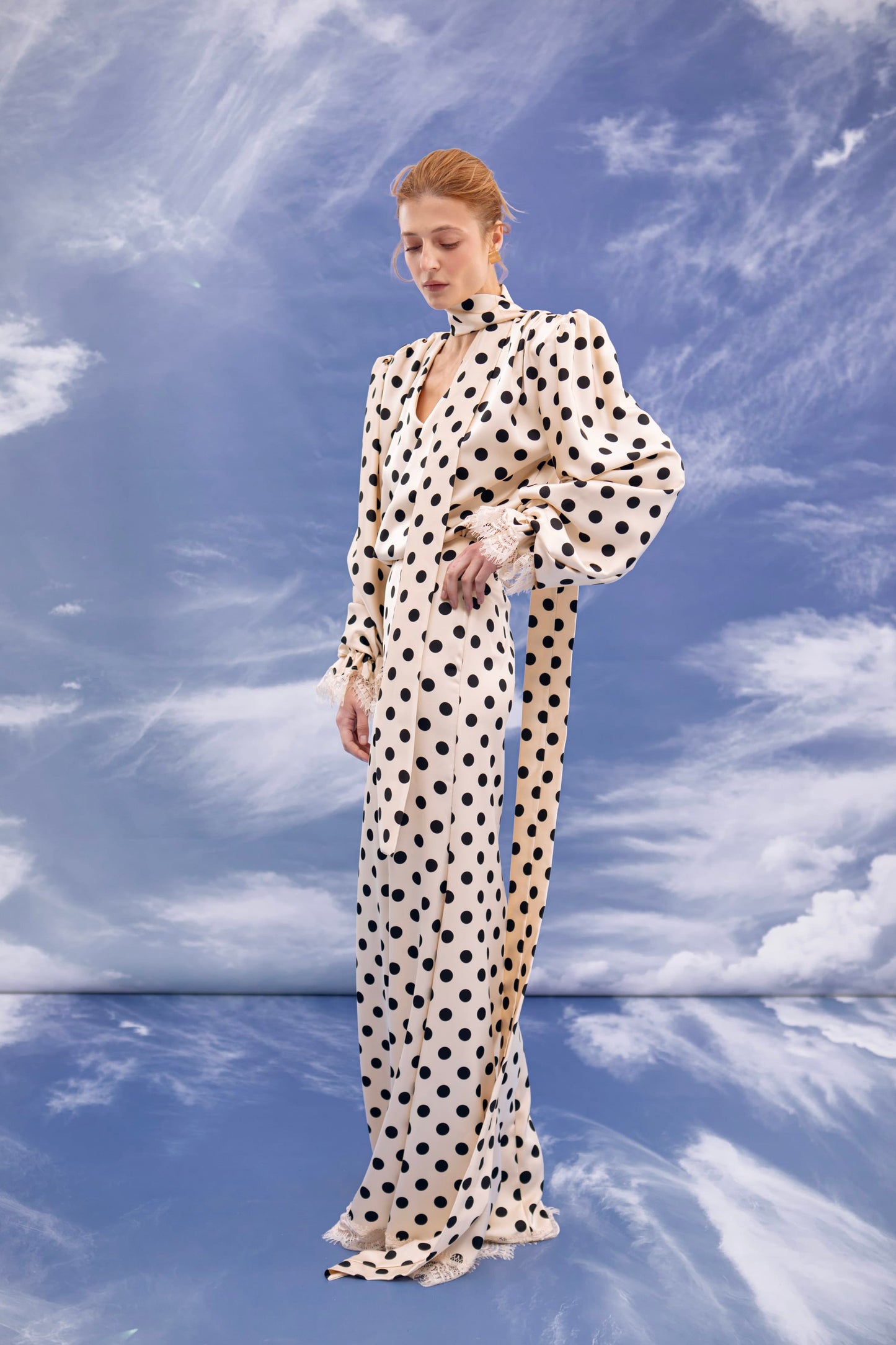 Polka Dot Dress Beige