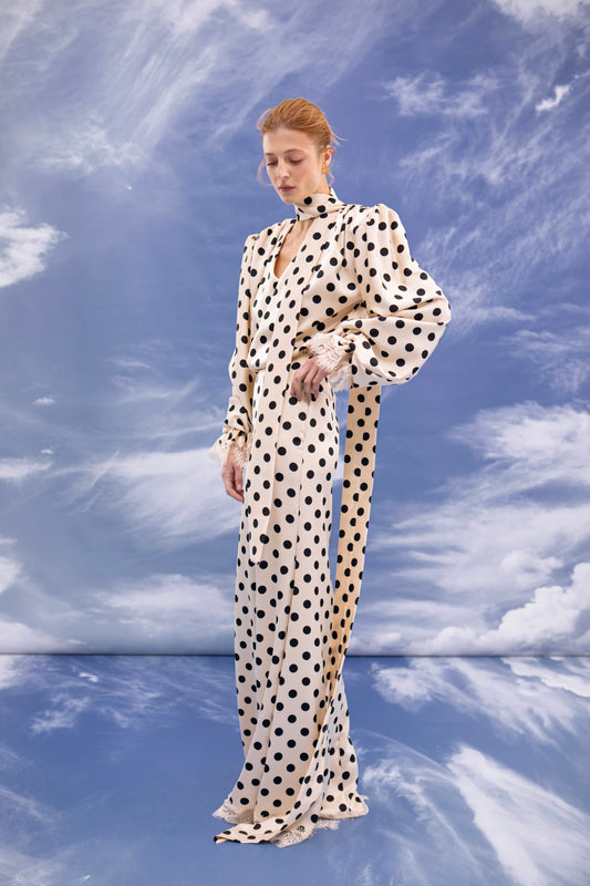 Polka Dot Dress Beige