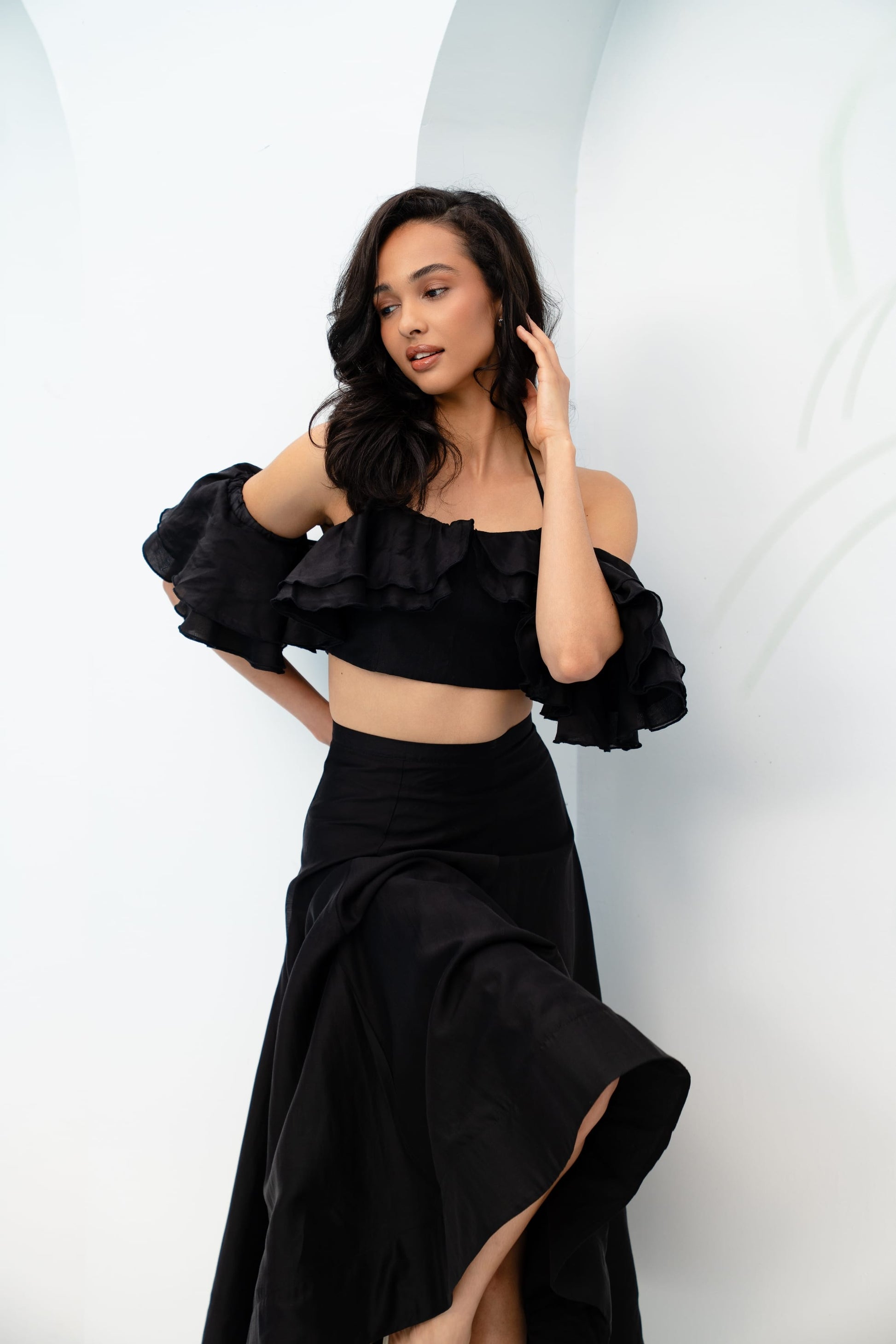 Set top + skirt black