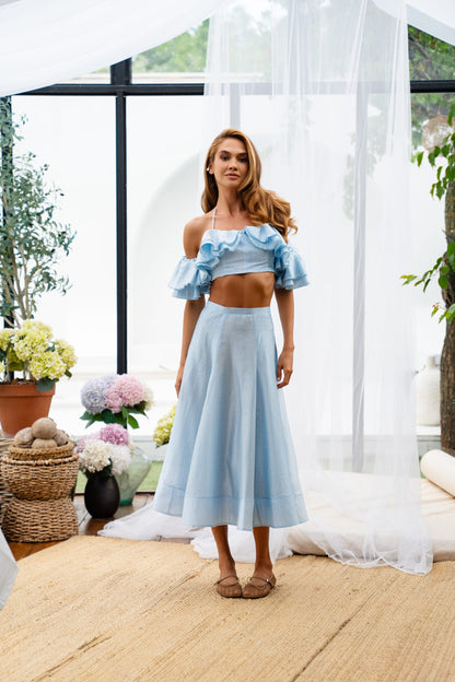 Set top + skirt blue