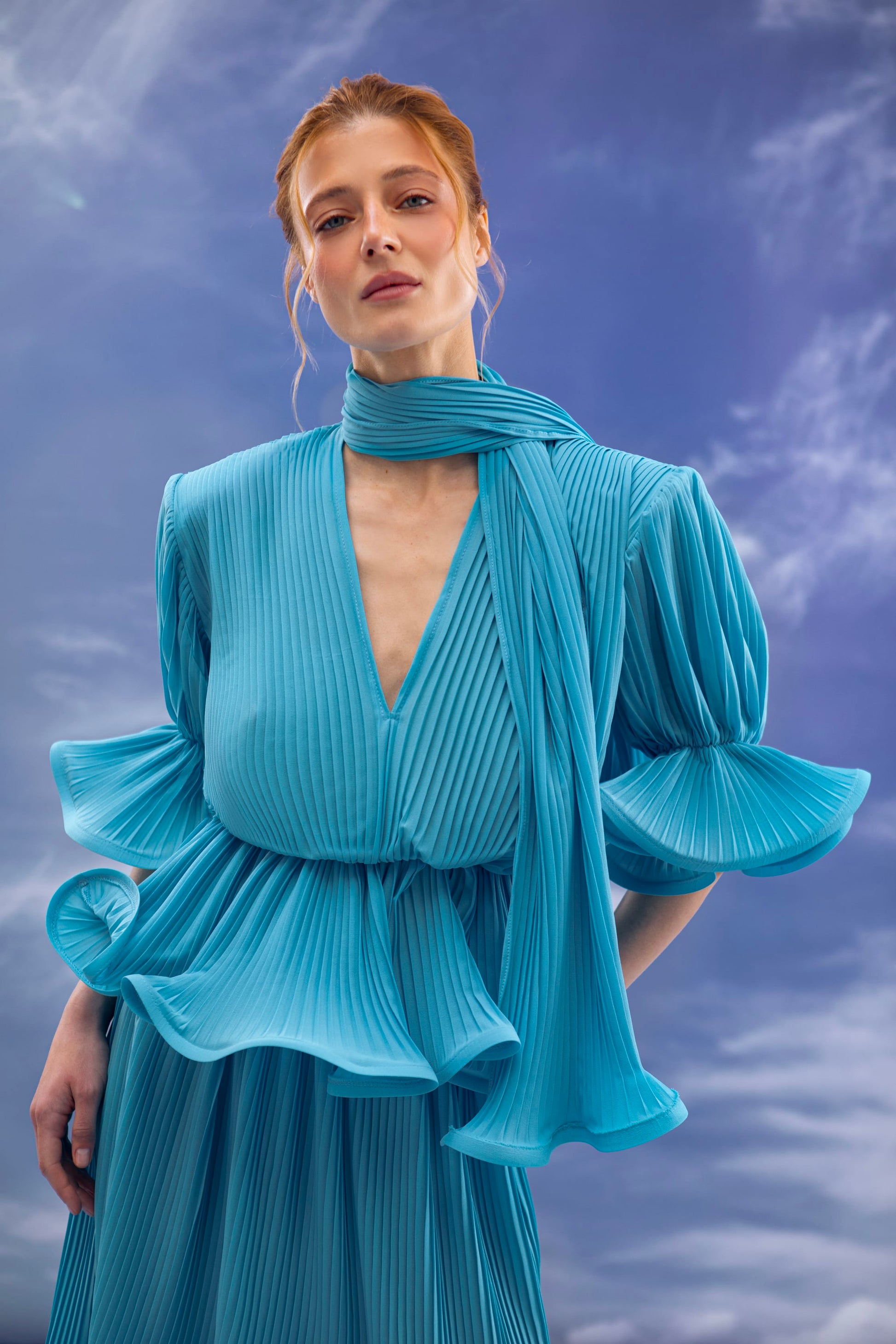 Suit (top + skirt) Blue